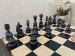 Wooden Chess pieces "Classic Deluxe" Black stone | Beige color - Image 7