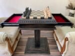 Chess Set : Wooden Chess Table "Black stone" with drawers + chess pieces "Classic Deluxe" - Image 7