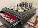 Chess Set : Wooden Chess Table "Black stone" with drawers + pieces "Elite" - Image 9