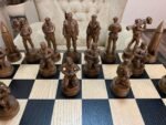 Chess Set : Wooden Chess Table "Black stone" with drawers + pieces "Cossacks" & "Armed Forces of Ukraine" - Image 7