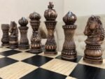 Chess Set: Wooden Chess Table "Black stone" with drawers + pieces "Elegant Classic" - Image 9