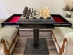 Chess Set: Wooden Chess Table "Black stone" with drawers + pieces "Elegant Classic" - Image 5