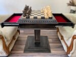 Chess Set : Wooden Chess Table "Black stone" with drawers and a Low leg + pieces "Elegant Classic" - Image 6