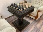 Chess Set : Wooden Chess Table "Black stone" with drawers and a Low leg + pieces "Classic Deluxe" - Image 2