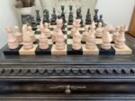 Chess Set : Wooden Chess Table "Black stone" with drawers and a Low leg + pieces "Elite" - Image 5