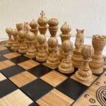 Wooden folding board Exclusive with chess pieces Elegant Classic + Backgammon table, ash wood, carving handmade,gift Anniversary, Christmas - Image 8