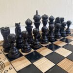 Wooden  folding board Exclusive with chess pieces Elegant Classic + Backgammon table, ash wood, carving handmade,gift Anniversary, Christmas - Image 7