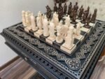 Chess Set: Chess Table "Bright Victory" with 2 Drawers + chess pieces "Cossacks" & "Knights" - Image 4