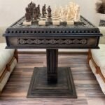 Chess Set: Chess Table "Bright Victory" with 2 Drawers + chess pieces "Cossacks" & "Knights" - Image 3