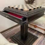 Wooden Chess Table "Black stone" with drawers for chess pieces