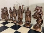 Chess Set : Wooden Chess Table "Black stone" with drawers and a Low leg + pieces "Cossacks" & "Knights" - Image 8
