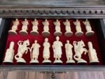 Chess Set : Wooden Chess Table "Black stone" with drawers and a Low leg + pieces "Cossacks" & "Knights" - Image 6