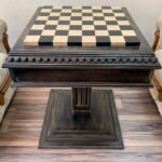 Wooden Chess Table “Black stone” with Drawers for chess pieces and a Low Leg - Image 2