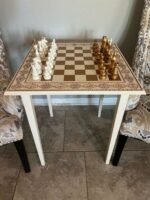 Wooden Chess set "Ivory & Gold": Chess Table + chess pieces "Elite"