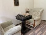 Chess Set : Wooden Chess Table "Black stone" with drawers + chess pieces "Classic Deluxe" - Image 3