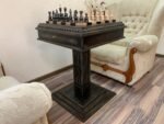 Chess Set : Wooden Chess Table "Black stone" with drawers + pieces "Elite"
