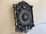 Wooden wall Clock , Wall Art Baroque style ,Black & Gray patina, pattern - hunting, super gloss, handmade carving wood, Anyversary Gift Dad - Image 3