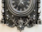 Wooden wall Clock , Wall Art Baroque style ,Black & Gray patina, pattern - hunting, super gloss, handmade carving wood, Anyversary Gift Dad - Image 8
