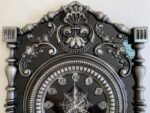 Wooden wall Clock , Wall Art Baroque style ,Black & Gray patina, pattern - hunting, super gloss, handmade carving wood, Anyversary Gift Dad - Image 7