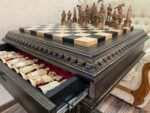 Chess Set : Wooden Chess Table "Black stone" with drawers + pieces "Cossacks" & "Armed Forces of Ukraine" - Image 6