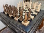 Chess Set : Wooden Chess Table "Black stone" with drawers + pieces "Cossacks" & "Armed Forces of Ukraine" - Image 4
