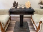Chess Set: Wooden Chess Table "Black stone" with drawers + pieces "Elegant Classic" - Image 2