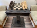 Chess Set : Wooden Chess Table "Black stone" with drawers and a Low leg + pieces "Elegant Classic" - Image 3