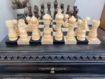 Chess Set : Wooden Chess Table "Black stone" with drawers and a Low leg + pieces "Elegant Classic" - Image 5