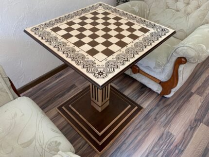 Wooden Chess Table “Waves of Aspiration” Handmade