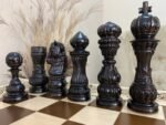 Chess Set : Wooden Chess Table "Waves of Aspiration" + chess pieces "Elegant Classic Ombre" - Image 9