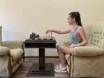 Chess Set : Wooden Chess Table "Black stone" with drawers and a Low leg + pieces "Classic Deluxe"