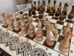 Wooden Chess Set: Chess Table “Waves of Aspiration” + glossy chess pieces "Elite" - Image 6