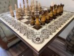 Wooden Chess Set: Chess Table “Waves of Aspiration” + glossy chess pieces "Elite" - Image 4