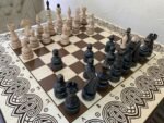 Wooden Chess Set: Chess Table “Waves of Aspiration” + chess pieces "Elite" - Image 4