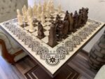 Chess Set: Chess Table “Waves of Aspiration” + chess pieces "Cossacks & Knights" - Image 4