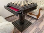 Wooden Chess Table “Black stone” with Drawers for chess pieces and a Low Leg - Image 6