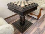 Wooden Chess Table “Black stone” with Drawers for chess pieces and a Low Leg