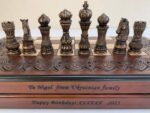 Wooden folding chess board with soft velvet place for storing pieces + pieces Elegant Classic, ash wood, carving handmade Annyversary Gift - Image 3