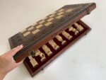 Wooden Chess set: Folding Chess Board with Velvet-lined Storage + pieces "Knights" + "Cossacks" - Image 6