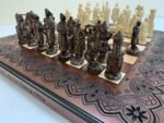 Wooden Chess set: Folding Chess Board with Velvet-lined Storage + pieces "Knights" + "Cossacks" - Image 5