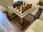 Chess Set : Wooden Chess Table "Waves of Aspiration" + chess pieces "Elegant Classic Ombre" - Image 2