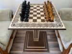 Chess Set : Wooden Chess Table "Waves of Aspiration" + chess pieces "Elegant Classic Ombre" - Image 3