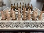 Wooden Chess Set: Chess Table “Waves of Aspiration” + glossy chess pieces "Elite" - Image 7