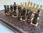 Wooden folding chess board with soft velvet place for storing pieces + pieces Elegant Classic, ash wood, carving handmade Annyversary Gift - Image 5
