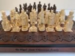 Wooden Chess set: Folding Chess Board with Velvet-lined Storage + pieces "Knights" + "Cossacks" - Image 4