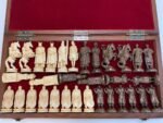 Wooden Chess set: Folding Chess Board with Velvet-lined Storage + pieces "Knights" + "Cossacks" - Image 9