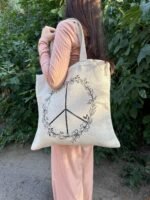 Pacific Shopping Bag, Hand Painted Natural Linen Fabric, Grocery Bag, Minimal Beach Bag, Reusable Tote Bag, Shopper Bag for Woman, Girls - Image 6