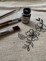 Pacific Shopping Bag, Hand Painted Natural Linen Fabric, Grocery Bag, Minimal Beach Bag, Reusable Tote Bag, Shopper Bag for Woman, Girls - Image 4