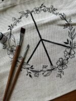 Pacific Shopping Bag, Hand Painted Natural Linen Fabric, Grocery Bag, Minimal Beach Bag, Reusable Tote Bag, Shopper Bag for Woman, Girls - Image 5