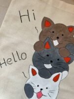Cat Lovers Handmade Shopping Bag Natural Cotton Fabric , Hand Painted, Minimal Beach Bag Reusable Bag Women Bag, Gifts for Girls - Image 7